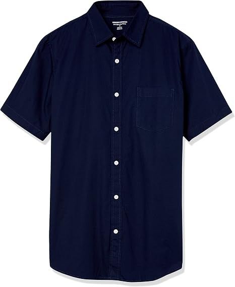 Navy Blue Short Sleeve Button-Up Shirt